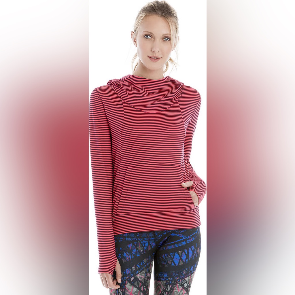 Lole Esma Funnelneck Hoodie In Pink/Black.